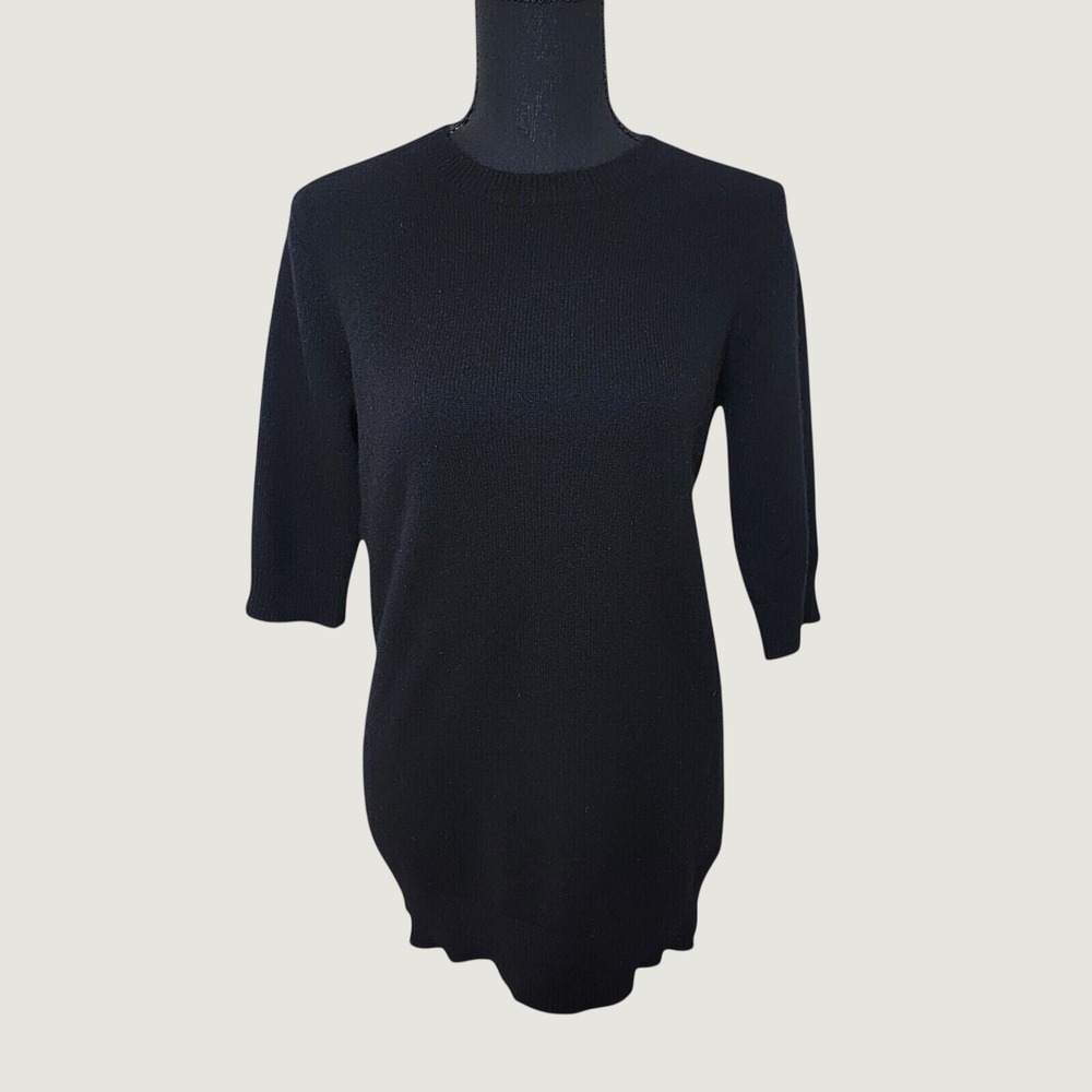 Vince Womens Black 100% Cashmere‎ Elbow Sleeve Crew Neck Sweater Size XS Luxury
